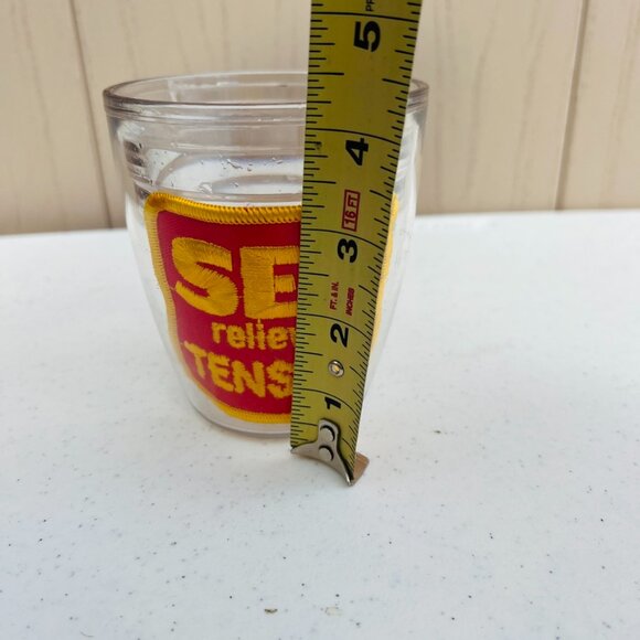 Tervis Tumbler 12 oz. “Sex Relieves Tension” Insulated Cup Red Yellow. - Picture 4 of 4